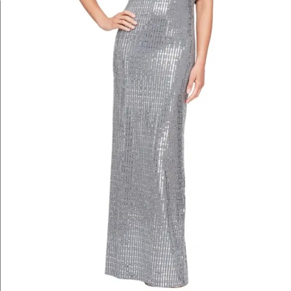 ALEX EVENINGS Flutter Sleeve Sequin Column Gown - Picture 2 of 2